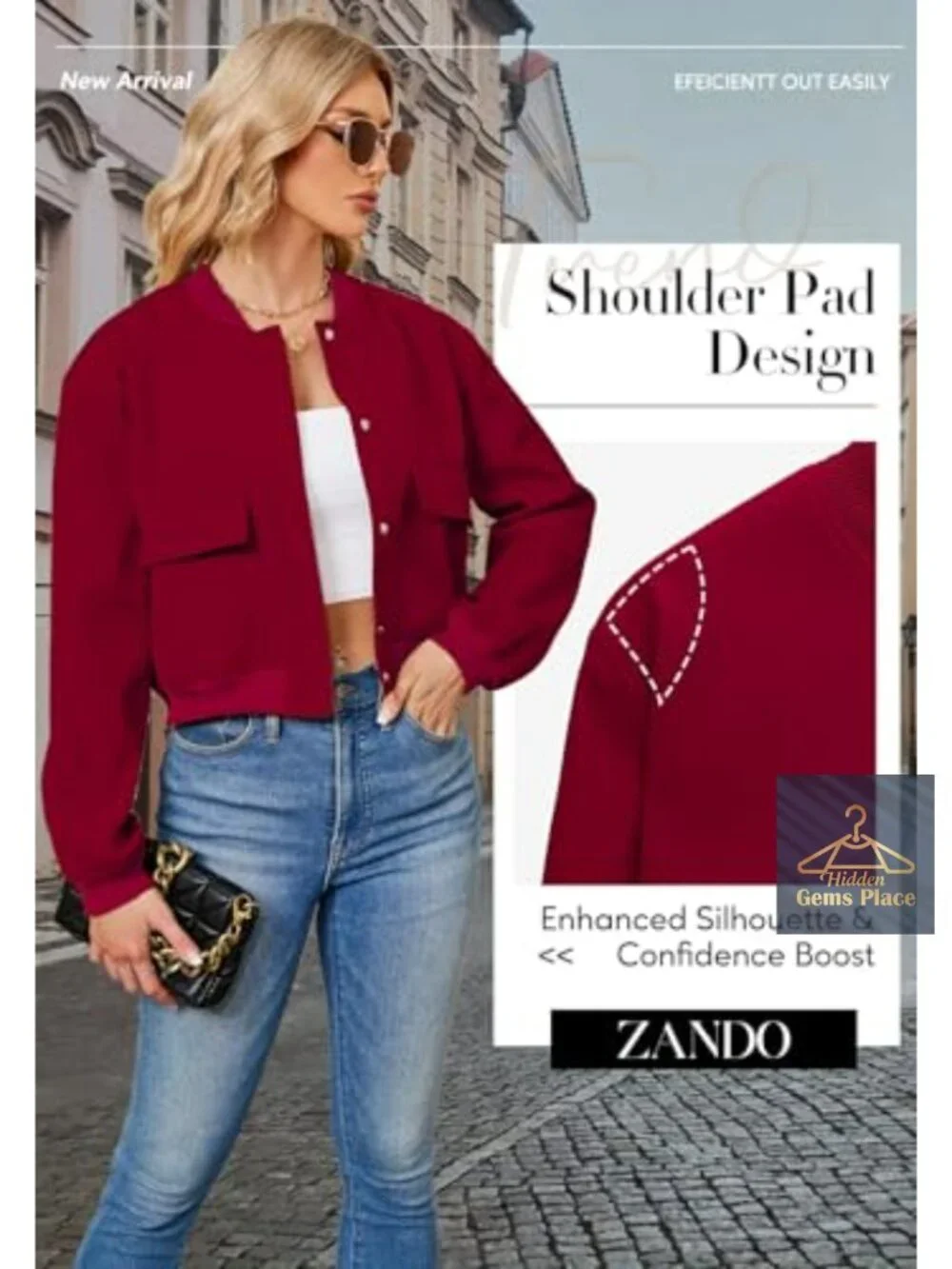 Cropped Bomber Jacket Women Short Trendy Casual Varsity